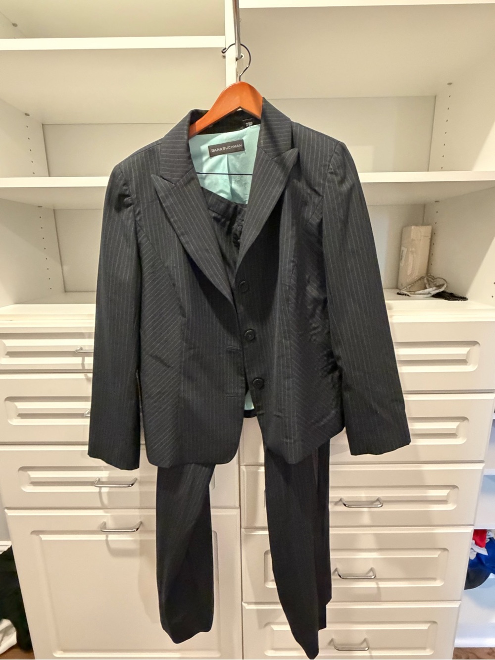 Pinstripe Black Women’s Suit Blazer and Trousers